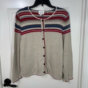 Christopher & Banks Hand Embroidered Beige Cardigan Women’s XL